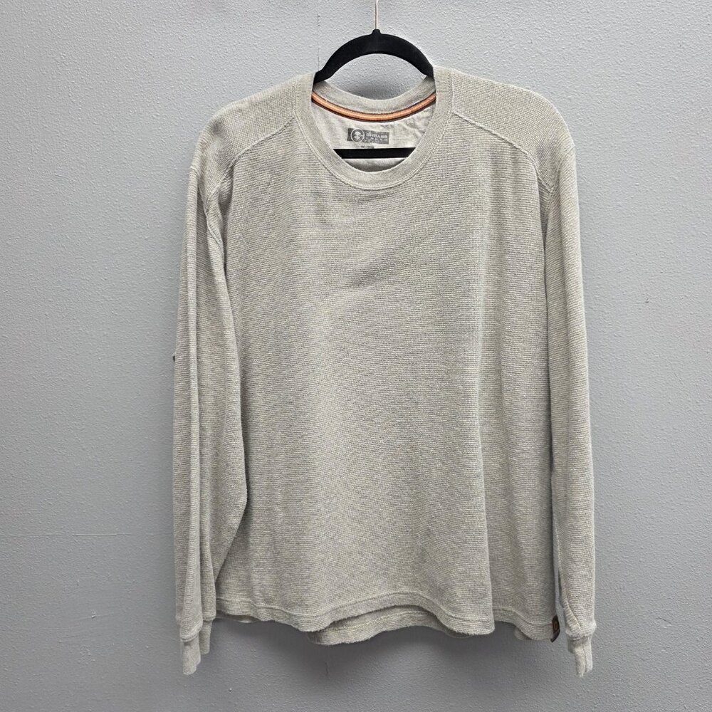 GH Bass Earth Sweater Mens Large Gray Crewneck Waffle Knit Casual Pullover